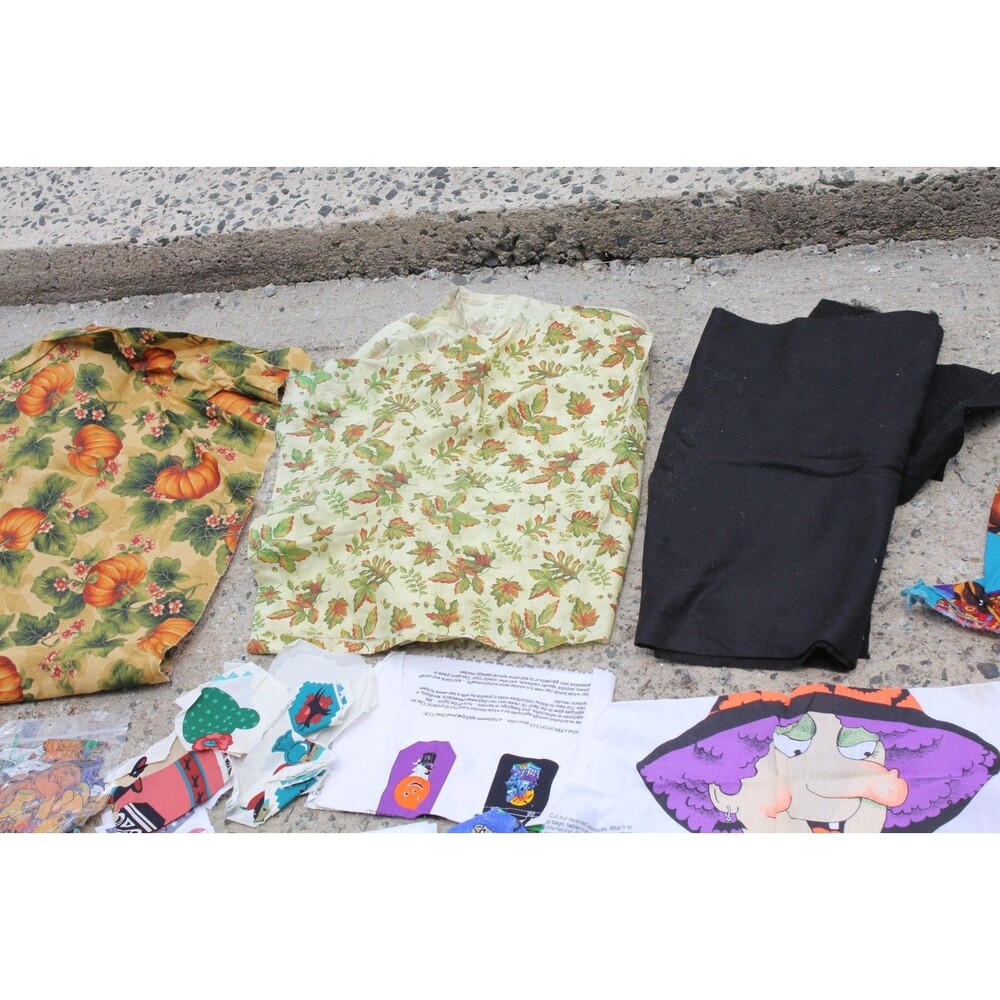 Vintage Fall Halloween Autumn HUGE LOT Bundle Quilt Sew Crafts Fabric Cotton - Picture 8 of 16